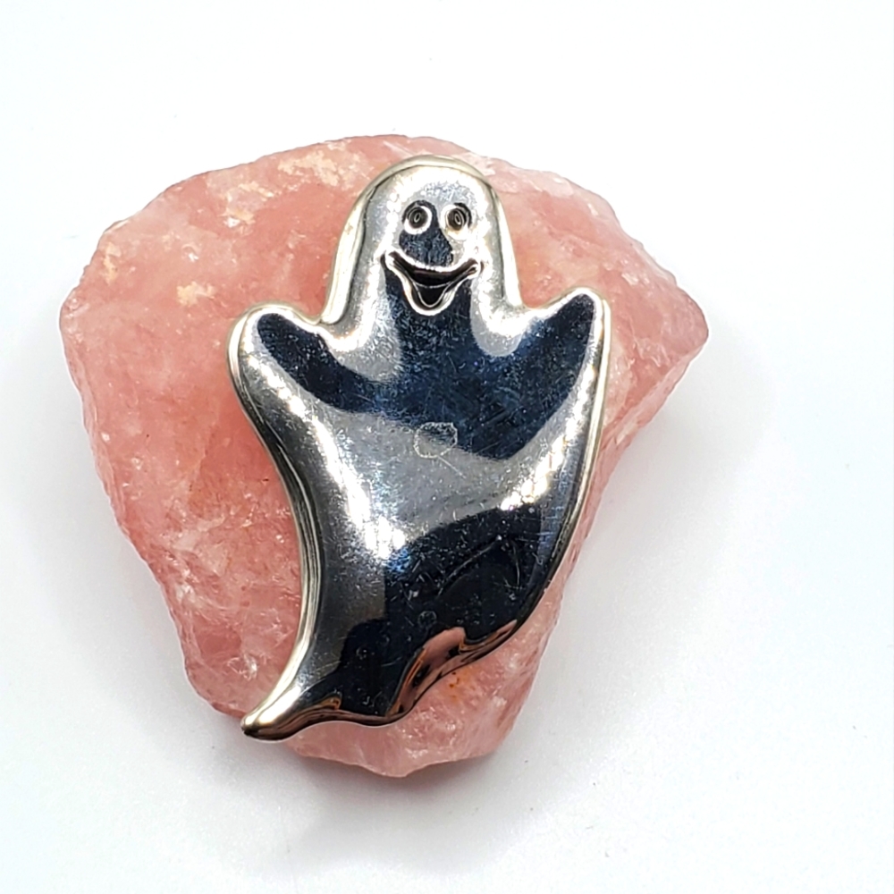 Vintage hallmark ghost Silver Halloween brooch pin